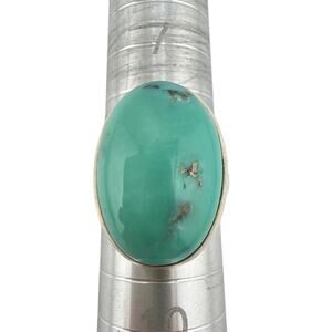 Sterling Silver Natural Turquoise Bezel Ring Size 9.5